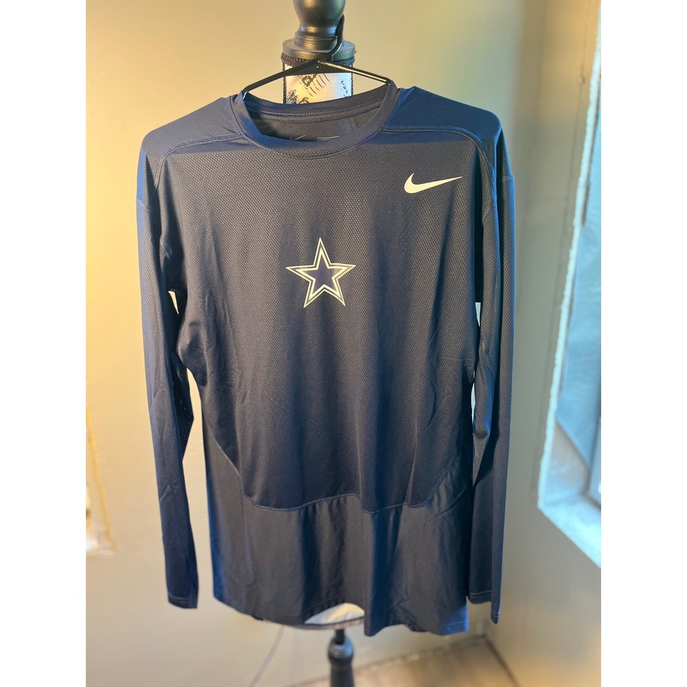 Nike Pro Combat Dallas Cowboys Mens XXL Dri-FIT Compression Shirt Navy Blue NFL